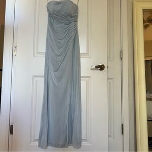 Azazie Blue Strapless Prom Gown